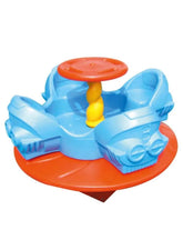 Huitich kids merry go round outdoor play set in vibrant blue and red, perfect for children's fun